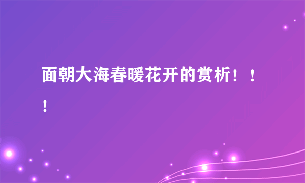 面朝大海春暖花开的赏析！！！