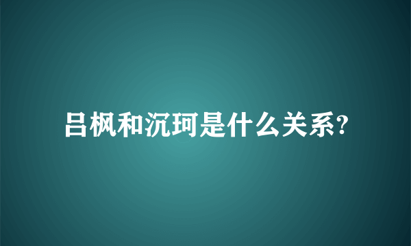 吕枫和沉珂是什么关系?