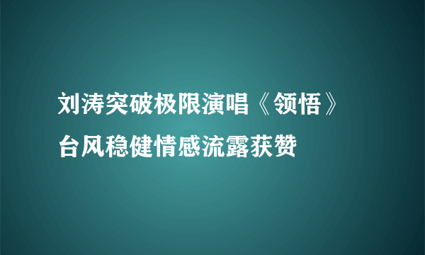 刘涛突破极限演唱《领悟》 台风稳健情感流露获赞