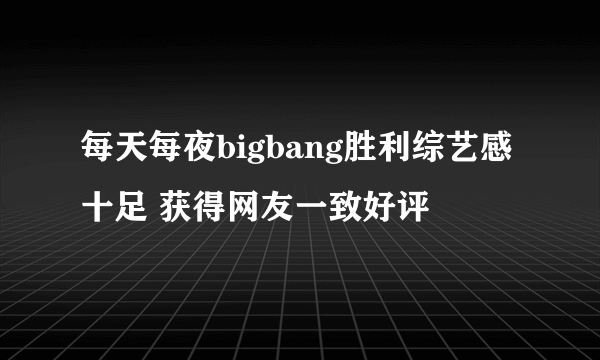 每天每夜bigbang胜利综艺感十足 获得网友一致好评