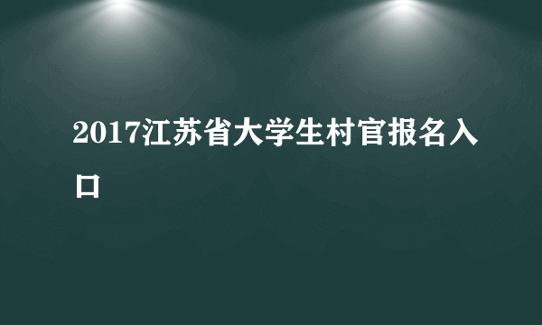 2017江苏省大学生村官报名入口