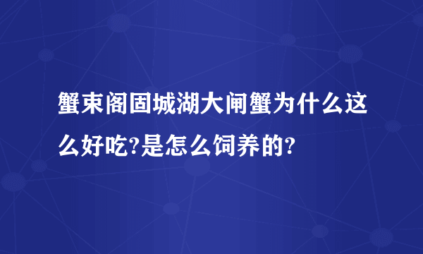 蟹束阁固城湖大闸蟹为什么这么好吃?是怎么饲养的?