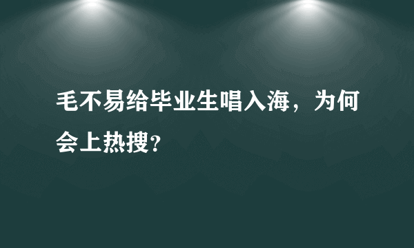 毛不易给毕业生唱入海，为何会上热搜？