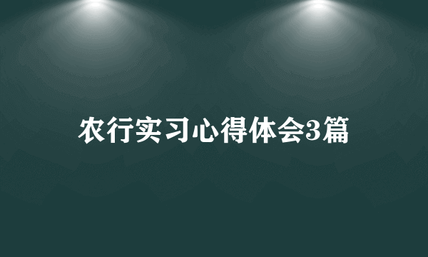 农行实习心得体会3篇