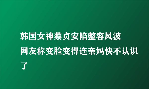 韩国女神蔡贞安陷整容风波 网友称变脸变得连亲妈快不认识了