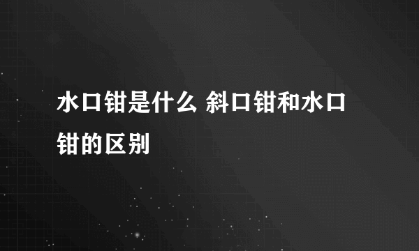 水口钳是什么 斜口钳和水口钳的区别