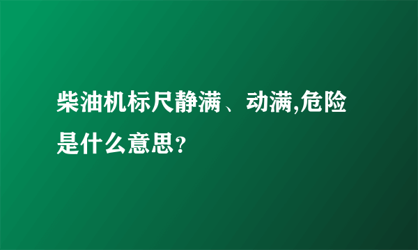 柴油机标尺静满、动满,危险是什么意思？