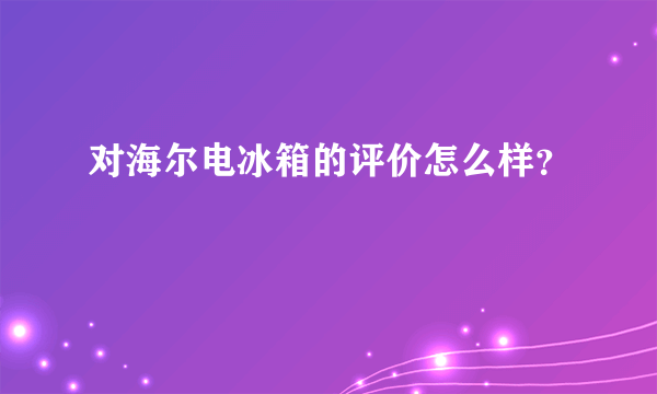 对海尔电冰箱的评价怎么样？