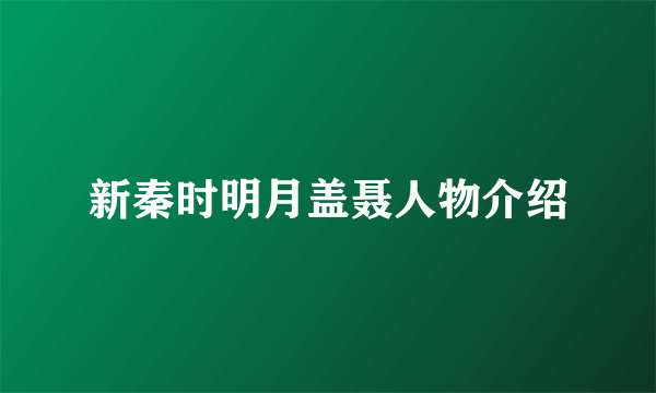 新秦时明月盖聂人物介绍