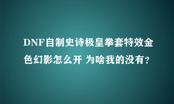 DNF自制史诗极皇拳套特效金色幻影怎么开 为啥我的没有？