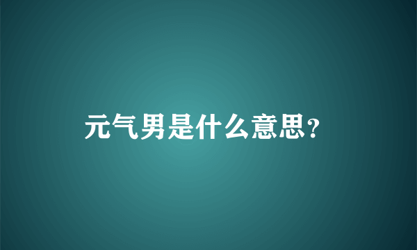 元气男是什么意思？