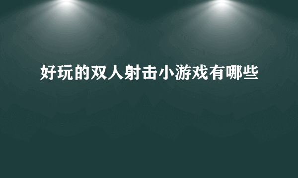 好玩的双人射击小游戏有哪些