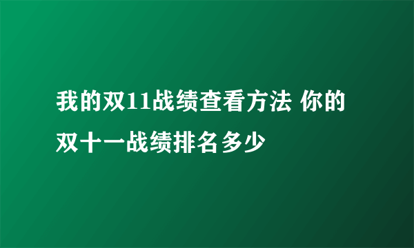 我的双11战绩查看方法 你的双十一战绩排名多少