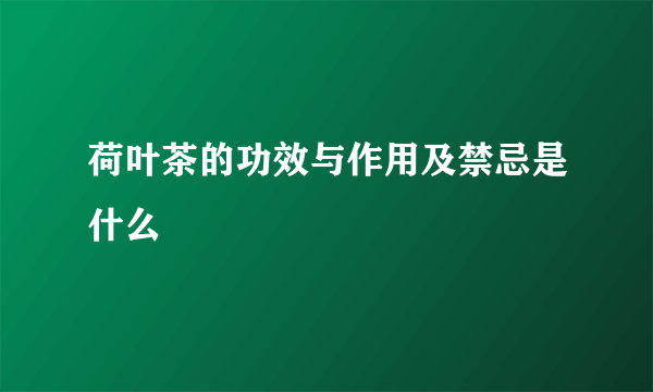 荷叶茶的功效与作用及禁忌是什么