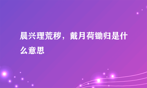 晨兴理荒秽，戴月荷锄归是什么意思