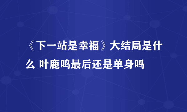 《下一站是幸福》大结局是什么 叶鹿鸣最后还是单身吗