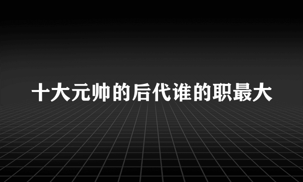 十大元帅的后代谁的职最大