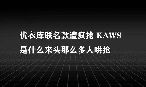 优衣库联名款遭疯抢 KAWS是什么来头那么多人哄抢