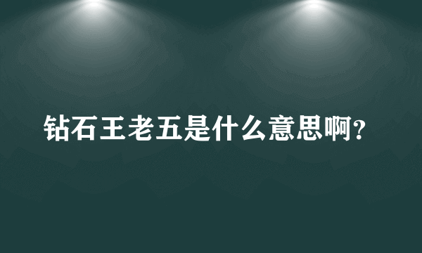 钻石王老五是什么意思啊？