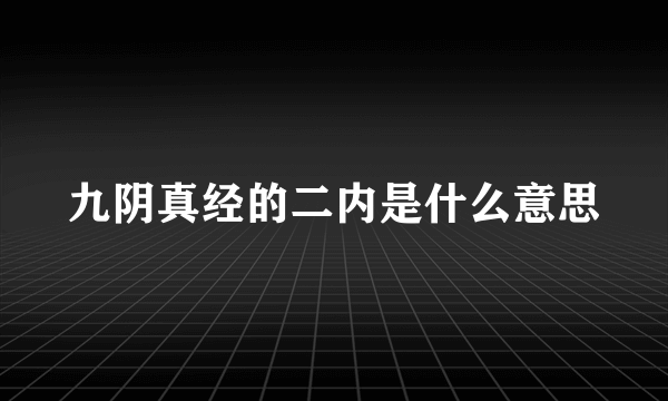 九阴真经的二内是什么意思