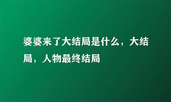 婆婆来了大结局是什么，大结局，人物最终结局