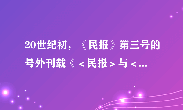 20世纪初，《民报》第三号的号外刊载《＜民报＞与＜新民丛报＞辩驳之纲领》，系统列举了革命派与改良派在12个问题上的根本分歧。双方分歧（　　）