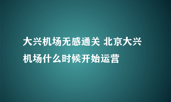 大兴机场无感通关 北京大兴机场什么时候开始运营