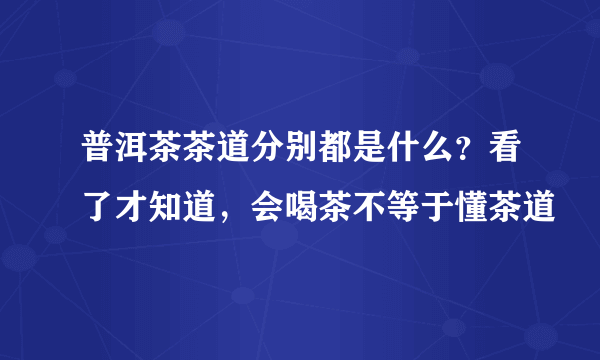 普洱茶茶道分别都是什么？看了才知道，会喝茶不等于懂茶道