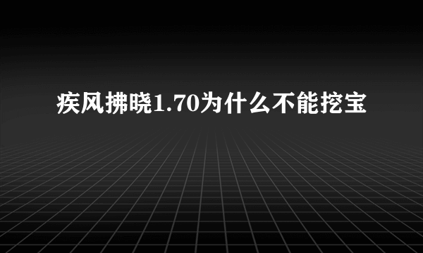 疾风拂晓1.70为什么不能挖宝