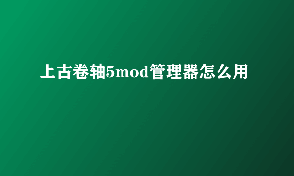 上古卷轴5mod管理器怎么用