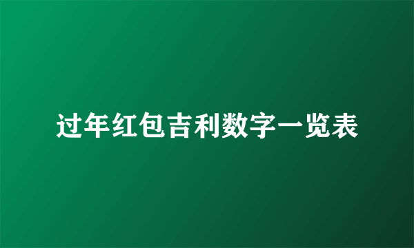 过年红包吉利数字一览表