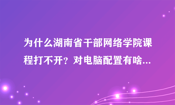 为什么湖南省干部网络学院课程打不开？对电脑配置有啥要求吗？