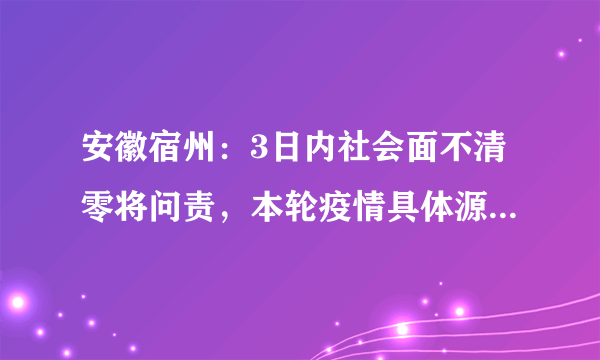 安徽宿州：3日内社会面不清零将问责，本轮疫情具体源头在哪？