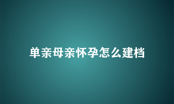 单亲母亲怀孕怎么建档