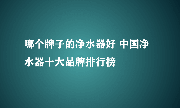 哪个牌子的净水器好 中国净水器十大品牌排行榜