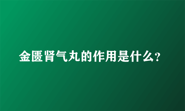 金匮肾气丸的作用是什么？