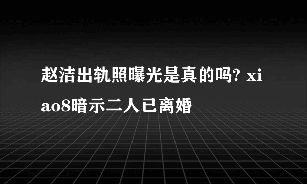 赵洁出轨照曝光是真的吗? xiao8暗示二人已离婚