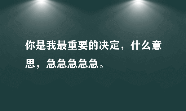 你是我最重要的决定，什么意思，急急急急急。