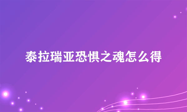 泰拉瑞亚恐惧之魂怎么得