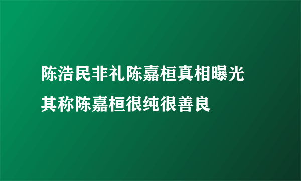 陈浩民非礼陈嘉桓真相曝光 其称陈嘉桓很纯很善良