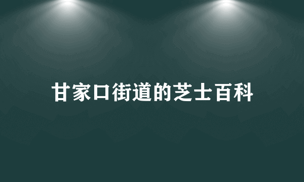 甘家口街道的芝士百科