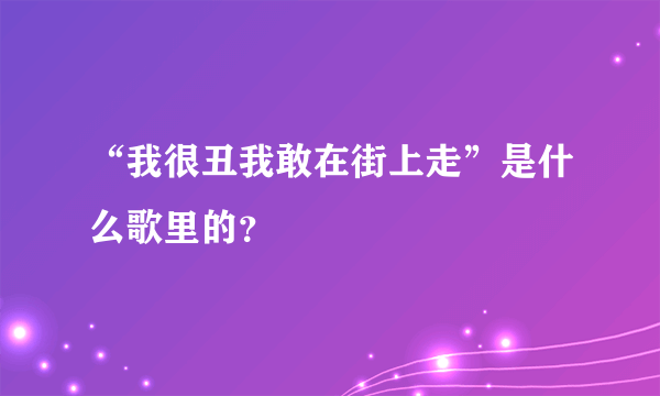 “我很丑我敢在街上走”是什么歌里的？