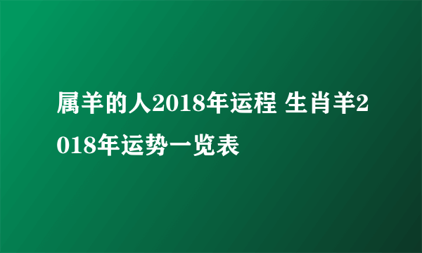 属羊的人2018年运程 生肖羊2018年运势一览表