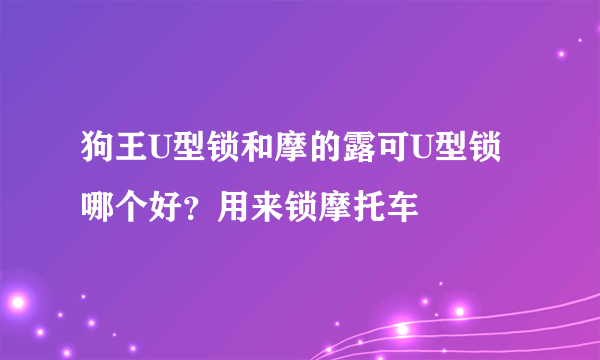 狗王U型锁和摩的露可U型锁哪个好？用来锁摩托车