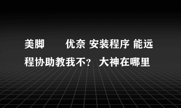 美脚隷嬢优奈 安装程序 能远程协助教我不？ 大神在哪里