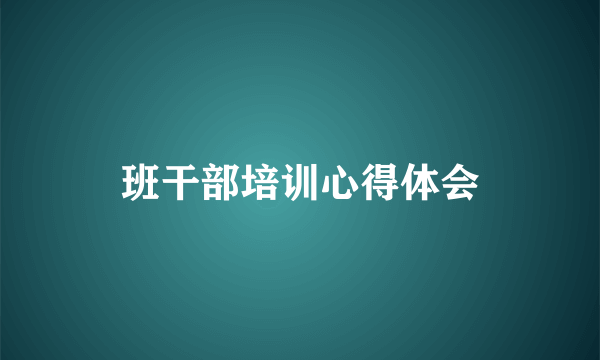 班干部培训心得体会