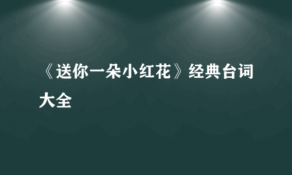 《送你一朵小红花》经典台词大全