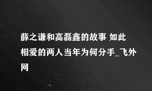 薛之谦和高磊鑫的故事 如此相爱的两人当年为何分手_飞外网