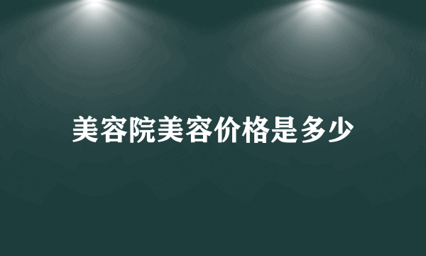 美容院美容价格是多少