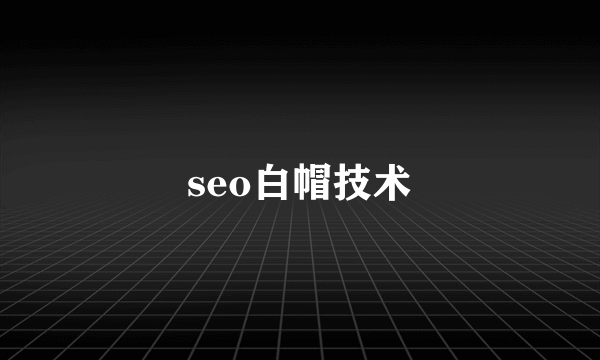 seo白帽技术